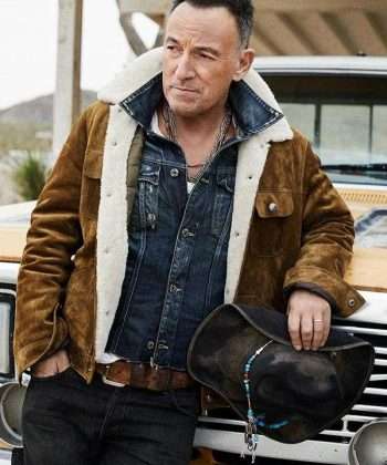 American Singer Bruce Springsteen Shearling Jacket